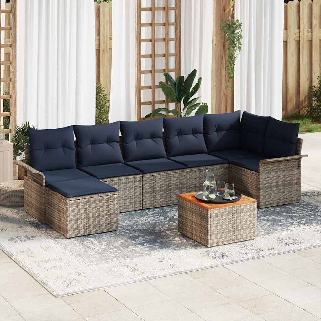 Havesofa Sæt 8 stk. Grå polyrattan