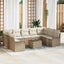 Havesofa Sæt med pude 10 pcs Beige polyrattan