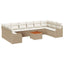 Havesofa Sæt med pude 10 pcs Beige polyrattan