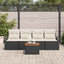 Havesofa Sæt med pude 5 pcs Sort polyrattan
