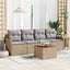 Havesofa Sæt med pude 5 pcs Beige polyrattan
