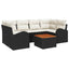 Havesofa Sæt med pude 7 pcs Sort polyrattan