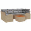 Havesofa Sæt med pude 7 pcs Beige polyrattan