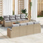 Havesofa Sæt med pude 9 pcs Beige polyrattan