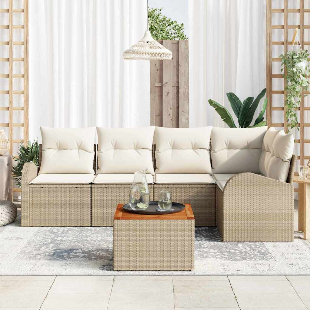 Havesofa Sæt 6 stk. Beige polyrattan
