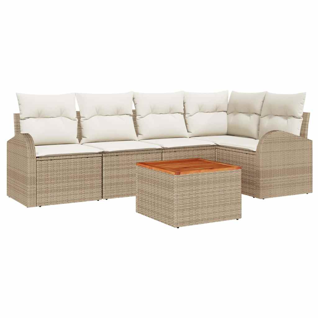 Havesofa Sæt 6 stk. Beige polyrattan