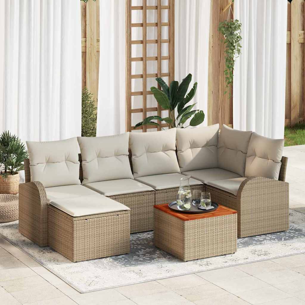 Havesofa Sæt 7 stk. Beige polyrattan