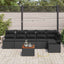 Havesofa Sæt med pude 7 pcs Sort polyrattan