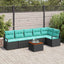 Havesofa Sæt med pude 7 pcs Sort polyrattan