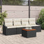 Havesofa Sæt med pude 5 pcs Sort polyrattan