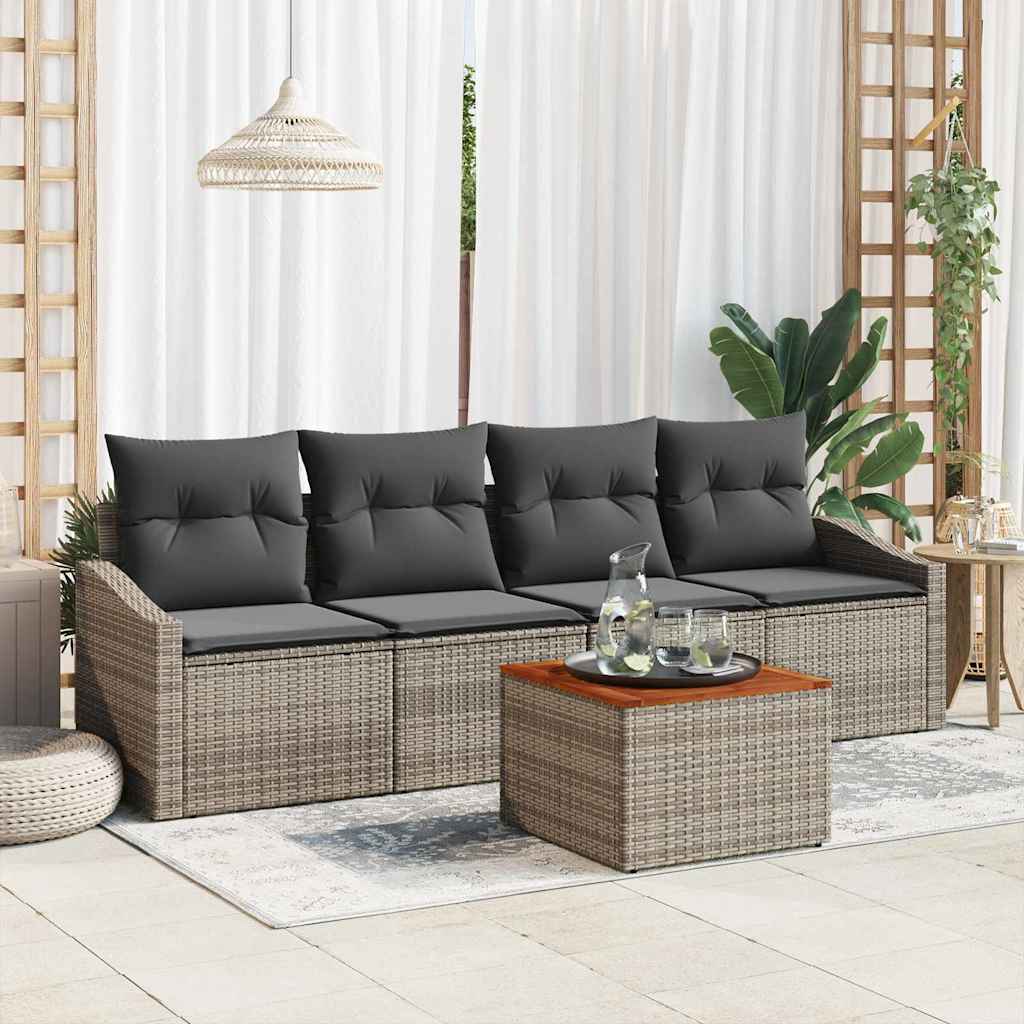 Havesofa Sæt 5 stk. Grå polyrattan