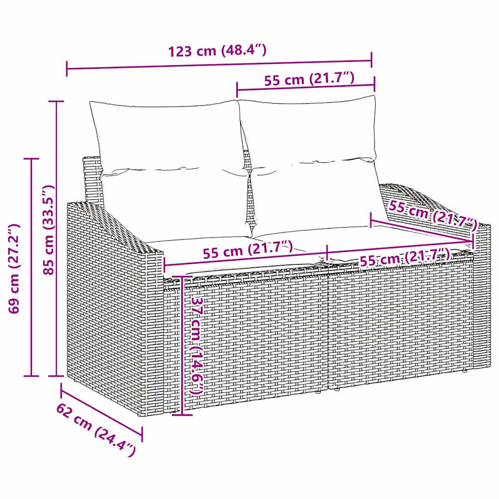 Havesofa Sæt 5 stk. Grå polyrattan