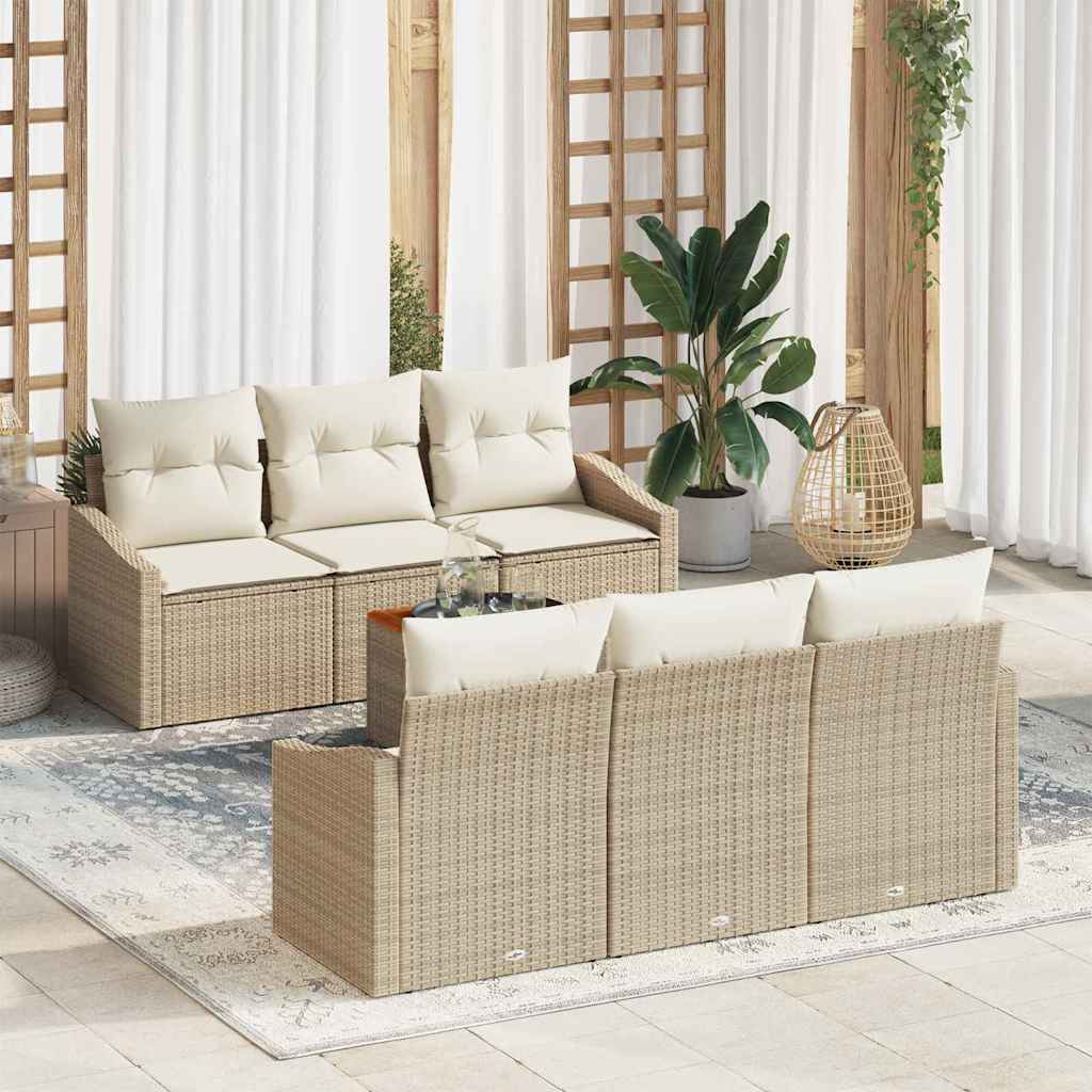 Havesofa Sæt 7 stk. Beige polyrattan
