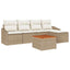 Havesofa Sæt 6 stk. Beige polyrattan
