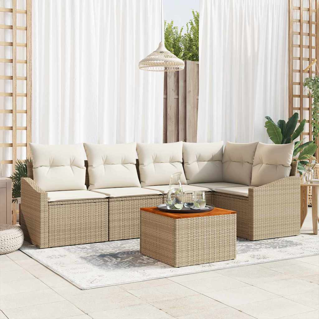 Havesofa Sæt 6 stk. Beige polyrattan