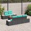 Havesofa Sæt 6 stk. Sort polyrattan