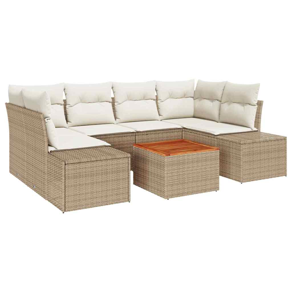 Havesofa Sæt 7 stk. Beige polyrattan