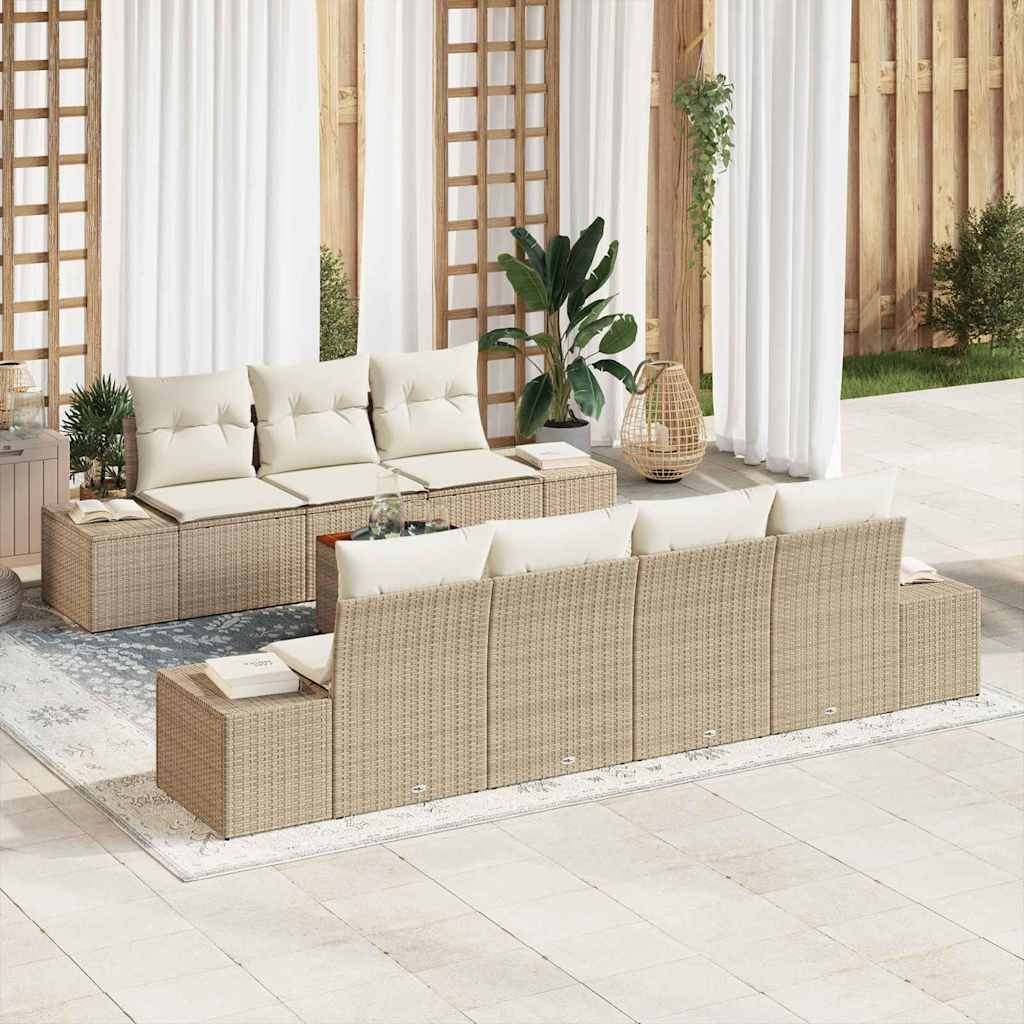 Havesofa Sæt 8 stk. Beige polyrattan