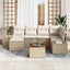 Havesofa Sæt 7 stk. Beige polyrattan