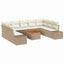 Havesofa Sæt med pude 10 pcs Beige polyrattan