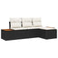 Havesofa Sæt 4 stk. Sort polyrattan
