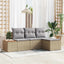 Havesofa Sæt med pude med pude 4 pcs Beige polyrattan