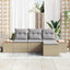 Havesofa Sæt med pude med pude 4 pcs Beige polyrattan