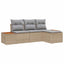 Havesofa Sæt med pude med pude 4 pcs Beige polyrattan