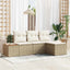Havesofa Sæt med pude med pude 4 pcs Beige polyrattan