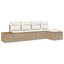 Havesofa Sæt 5 stk. Beige Poly rattan