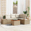 Havesofa Sæt 5 stk. Beige Poly rattan