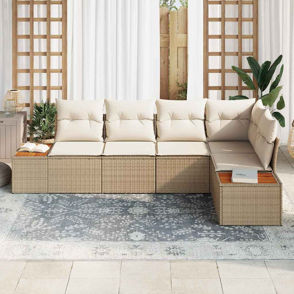 Havesofa Sæt 5 stk. Beige Poly rattan