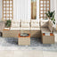 Havesofa Sæt 6 stk. Beige Poly rattan