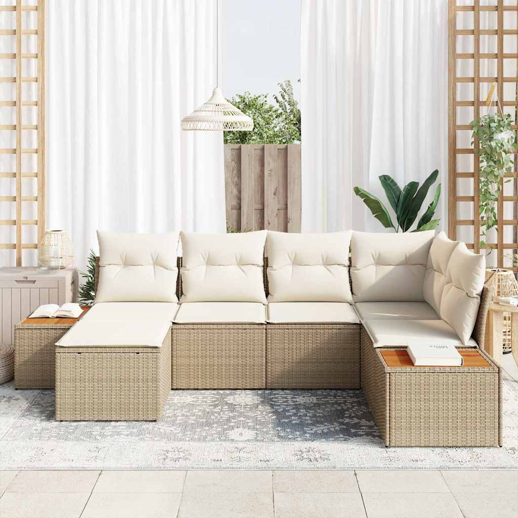 Havesofa Sæt 6 stk. Beige polyrattan