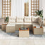 Havesofa Sæt 7 stk. Beige polyrattan