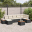 Havesofa Sæt med pude 8 pcs Sort Poly rattan