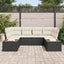 Havesofa Sæt med pude 6 pcs Sort polyrattan
