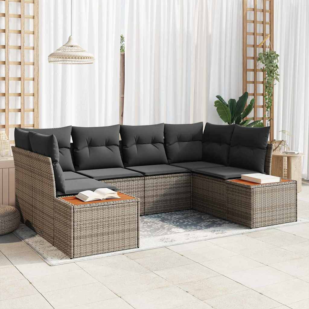Havesofa Sæt 6 stk. Grå polyrattan
