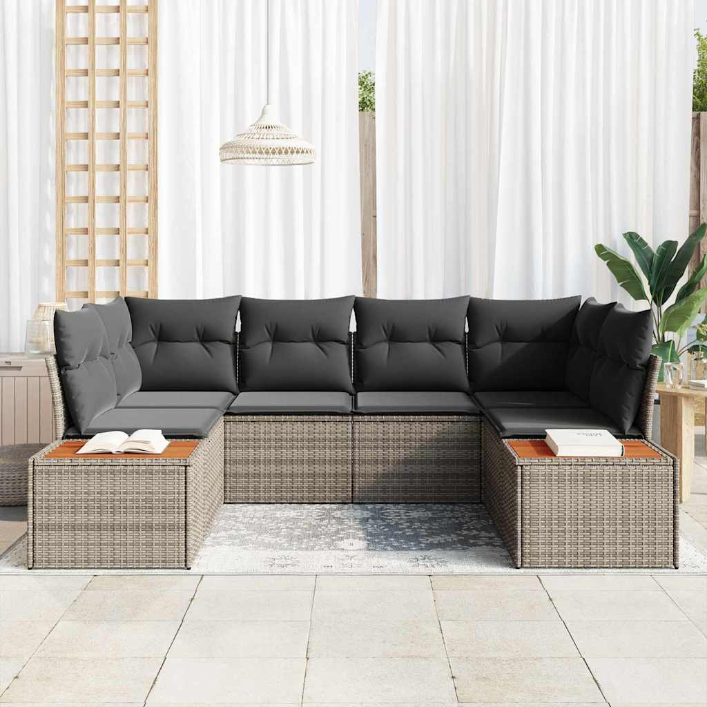 Havesofa Sæt 6 stk. Grå polyrattan