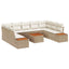 Havesofa Sæt med pude 10 pcs Beige Poly rattan