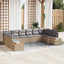 Havesofa Sæt med pude 10 pcs Beige Poly rattan