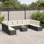 Havesofa Sæt med pude 11 pcs Sort Poly rattan