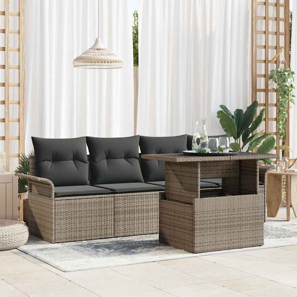Havesofa Sæt 5 stk. Grå polyrattan