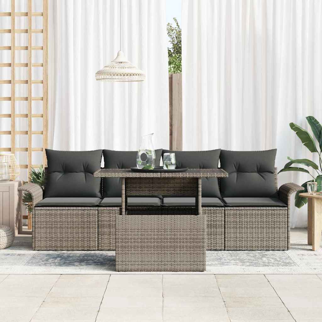 Havesofa Sæt 5 stk. Grå polyrattan