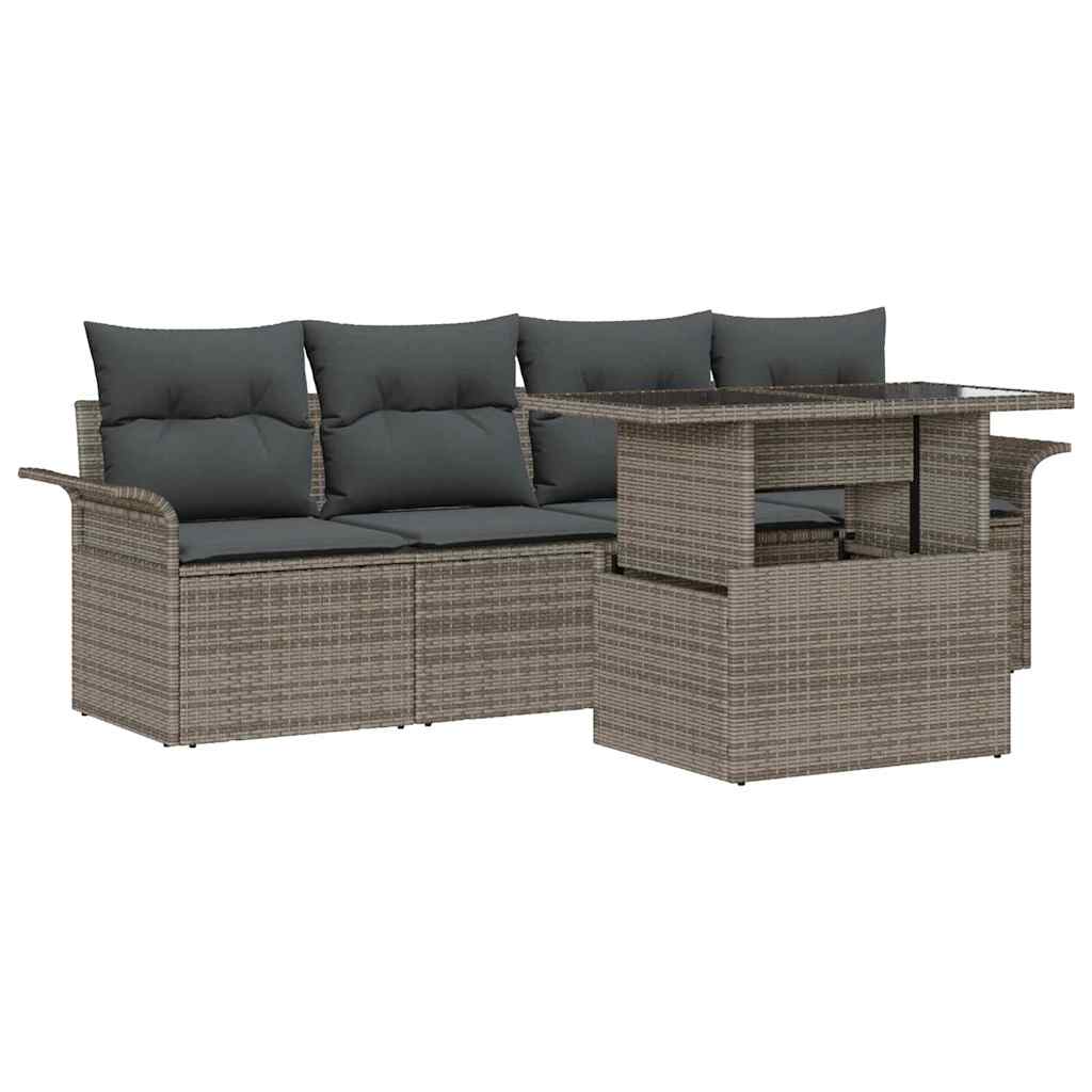 Havesofa Sæt 5 stk. Grå polyrattan