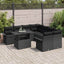 Havesofa Sæt med pude 9 pcs Sort Poly rattan