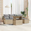 Havesofa Sæt med pude 6 pcs Beige polyrattan