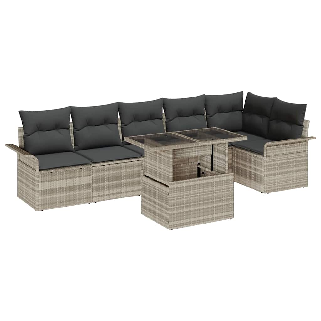 Havesofa Sæt 7 stk. Lysegrå polyrattan
