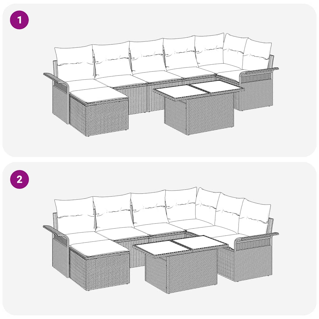 Havesofa Sæt 8 stk. Grå Poly rattan