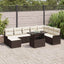 Havesofa Sæt med pude 9 pcs Brun polyrattan